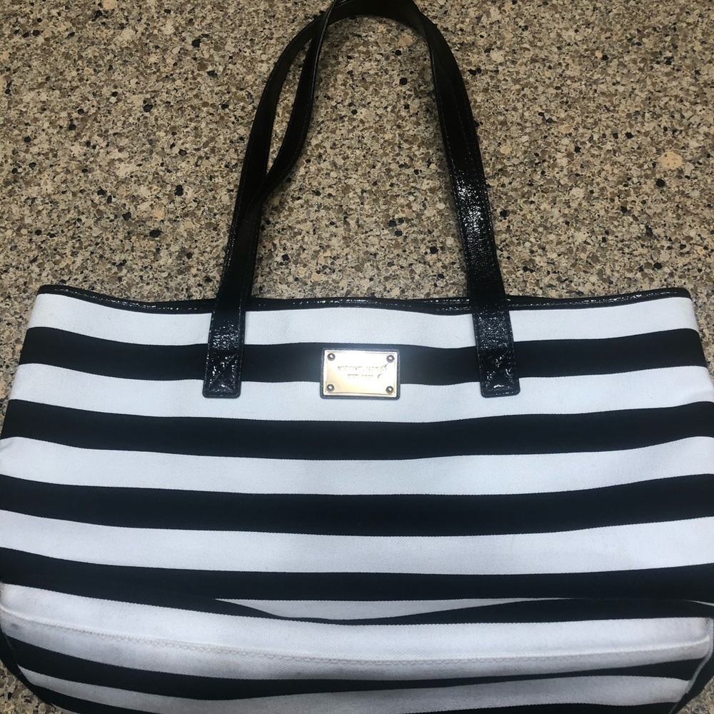 Michael Kors black/white canvas tote